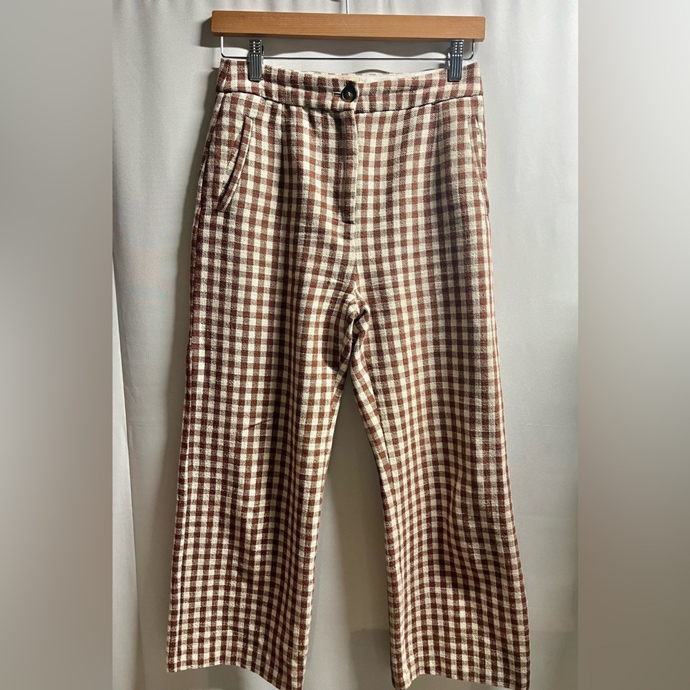 Sezane OG Martin Crop Gingham Pants  36